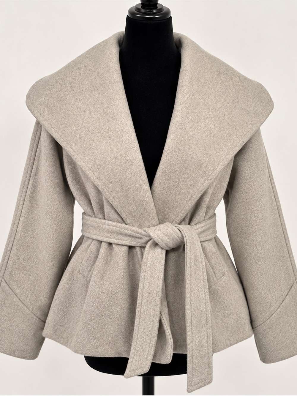 Free People Wool Blend Gray Oversized Belted Wrap Jacket Coat Size Large